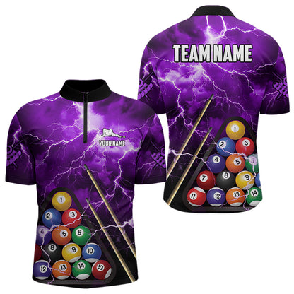 Personalized 3D Pool Ball Thunder Lightning Purple Billiard Shirts For Men, 8 Ball Billiard Jerseys TDM3715