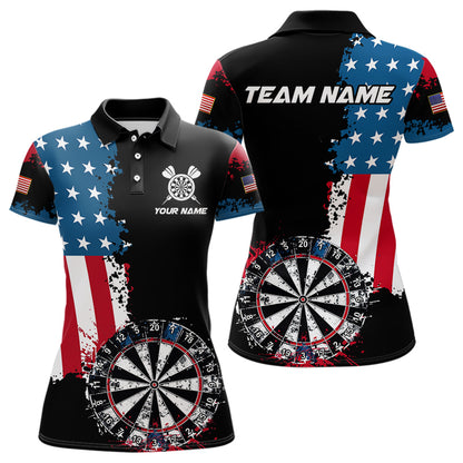 Personalized Grunge Dartboard American Flag Darts Shirts For Women, Patriotic Us Flag Dart Jerseys TDM3719