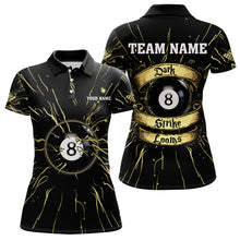 Load image into Gallery viewer, Personalized Dark Strike Looms 8 Ball Billiard Shirts For Women, Funny Billiard Pool Jerseys |Gold TDM3722