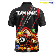 Load image into Gallery viewer, Funny Chicken Flame 8 Ball Billiard Shirt For Men Custom Billiard Team Jersey Polo &amp; 1/4 Zip TDM6068