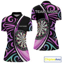 Load image into Gallery viewer, Funny Neon Purple Tribal Dart Shirts For Women – Custom Team Darts Jersey Polo &amp; Quarter Zip TDM3993