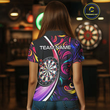 Load image into Gallery viewer, Funny Colorful Neon Swirl Pattern Custom Dart Shirts For Women, Team Polo &amp; Quarter Zip Dart Jerseys TDM3994