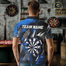 Load image into Gallery viewer, Personalized Blue Geometric Grunge Darts Shirt For Men Custom Darts Team Jersey Polo &amp; 1/4 Zip TDM6507
