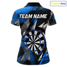 Load image into Gallery viewer, Personalized Blue Geometric Grunge Darts Shirt For Women Custom Darts Team Jersey Polo &amp; 1/4 Zip TDM6507