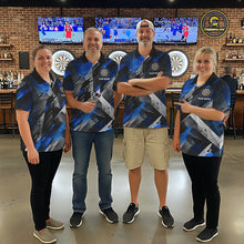 Load image into Gallery viewer, Personalized Blue Geometric Grunge Darts Shirt For Men Custom Darts Team Jersey Polo &amp; 1/4 Zip TDM6507