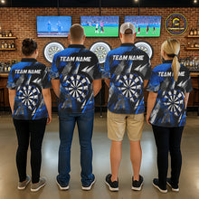 Load image into Gallery viewer, Personalized Blue Geometric Grunge Darts Shirt For Men Custom Darts Team Jersey Polo &amp; 1/4 Zip TDM6507