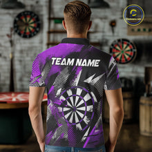 Load image into Gallery viewer, Personalized Purple Geometric Grunge Darts Shirt For Men Custom Darts Team Jersey Polo &amp; 1/4 Zip TDM6509