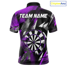 Load image into Gallery viewer, Personalized Purple Geometric Grunge Darts Shirt For Men Custom Darts Team Jersey Polo &amp; 1/4 Zip TDM6509