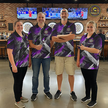 Load image into Gallery viewer, Personalized Purple Geometric Grunge Darts Shirt For Men Custom Darts Team Jersey Polo &amp; 1/4 Zip TDM6509
