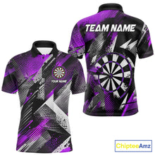 Load image into Gallery viewer, Personalized Purple Geometric Grunge Darts Shirt For Men Custom Darts Team Jersey Polo &amp; 1/4 Zip TDM6509