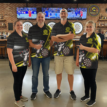 Load image into Gallery viewer, Custom Black And Yellow Funny Cat Darts Shirt For Men, Darts Jersey Polo &amp; 1/4 Zip, Darts Gifts TDM6510