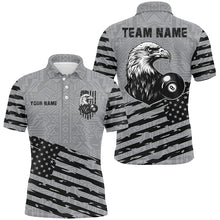 Load image into Gallery viewer, Personalized Grey US Flag Eagle Billiard Shirts For Men Custom Patriotic Billiard Pool Jerseys TDM2221