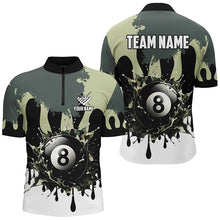 Load image into Gallery viewer, Personalized 8 Ball Pool Green Camo Ink Billiard Shirts For Men, Gifts For Team Billiard Lovers TDM2225