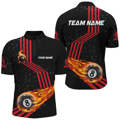 Personalized Ball 8 Fire Racing Road Billiard Jerseys For Men, Best Billiards Shirts For Team |Red TDM2486