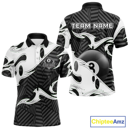 Personalized White Black 3D 8 Ball Billiards Pool Shirts For Men Custom Billiard Team Jerseys TDM5722