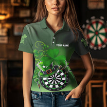 Load image into Gallery viewer, Green Luckiest Shamrock 3D Dartboard Women Dart Shirts Custom St Patrick Day Dart Shirts Team Jerseys TDM3570