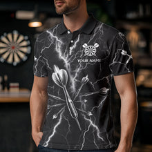 Load image into Gallery viewer, Personalized Black White Darts Arrow Thunder Lightning Dart Shirt For Men Custom Eagle Dart Jerseys TDM3730