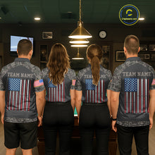Load image into Gallery viewer, Personalized Retro Camo US Flag Billiard Shirt For Men, 8 Ball Pool Team Jersey Polo &amp; 1/4 Zip TDM6336
