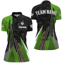 Load image into Gallery viewer, Personalized Black Green Billiard Pattern Women Polo &amp; 1/4 Zip Shirts, Billiard Team Jersey Uniform TDM1615