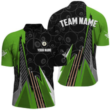 Load image into Gallery viewer, Personalized Black Green Billiard Pattern Men Polo &amp; 1/4 Zip Shirts, Billiard Team Jersey Uniform TDM1615