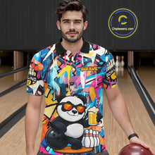 Load image into Gallery viewer, Funny Panda Colorful Graffiti Bowling Shirts For Men, Best Bowling Team Jersey Polo &amp; 1/4 Zip TDM6511