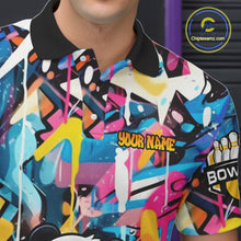 Load image into Gallery viewer, Funny Panda Colorful Graffiti Bowling Shirts For Men, Best Bowling Team Jersey Polo &amp; 1/4 Zip TDM6511