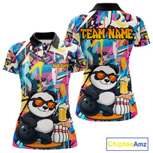 Load image into Gallery viewer, Funny Panda Colorful Graffiti Bowling Shirts For Women, Best Bowling Team Jersey Polo &amp; 1/4 Zip TDM6511