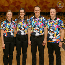 Load image into Gallery viewer, Funny Panda Colorful Graffiti Bowling Shirts For Men, Best Bowling Team Jersey Polo &amp; 1/4 Zip TDM6511