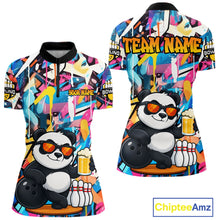 Load image into Gallery viewer, Funny Panda Colorful Graffiti Bowling Shirts For Women, Best Bowling Team Jersey Polo &amp; 1/4 Zip TDM6511