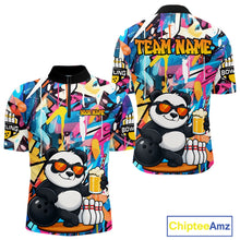 Load image into Gallery viewer, Funny Panda Colorful Graffiti Bowling Shirts For Men, Best Bowling Team Jersey Polo &amp; 1/4 Zip TDM6511