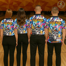 Load image into Gallery viewer, Funny Raccoon Colorful Graffiti Bowling Shirts For Men, Best Bowling Team Jersey Polo &amp; 1/4 Zip TDM6512