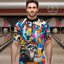 Load image into Gallery viewer, Funny Raccoon Colorful Graffiti Bowling Shirts For Men, Best Bowling Team Jersey Polo &amp; 1/4 Zip TDM6512