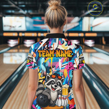Load image into Gallery viewer, Funny Raccoon Colorful Graffiti Bowling Shirts For Women, Best Bowling Team Jersey Polo &amp; 1/4 Zip TDM6512