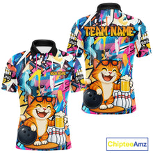 Load image into Gallery viewer, Funny Cat Colorful Graffiti Bowling Shirts For Men, Best Bowling Team Jersey Polo &amp; 1/4 Zip TDM6513
