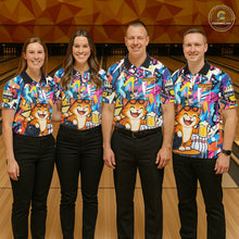Load image into Gallery viewer, Funny Cat Colorful Graffiti Bowling Shirts For Men, Best Bowling Team Jersey Polo &amp; 1/4 Zip TDM6513