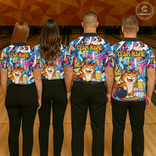 Load image into Gallery viewer, Funny Cat Colorful Graffiti Bowling Shirts For Men, Best Bowling Team Jersey Polo &amp; 1/4 Zip TDM6513