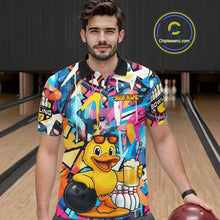 Load image into Gallery viewer, Funny Duck Colorful Graffiti Bowling Shirts For Men, Best Bowling Team Jersey Polo &amp; 1/4 Zip TDM6514