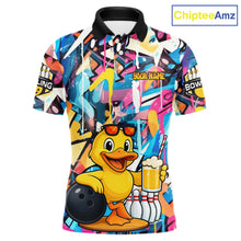 Load image into Gallery viewer, Funny Duck Colorful Graffiti Bowling Shirts For Men, Best Bowling Team Jersey Polo &amp; 1/4 Zip TDM6514