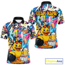 Load image into Gallery viewer, Funny Duck Colorful Graffiti Bowling Shirts For Men, Best Bowling Team Jersey Polo &amp; 1/4 Zip TDM6514