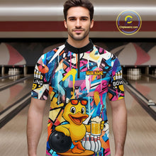 Load image into Gallery viewer, Funny Duck Colorful Graffiti Bowling Shirts For Men, Best Bowling Team Jersey Polo &amp; 1/4 Zip TDM6514
