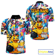 Load image into Gallery viewer, Funny Duck Colorful Graffiti Bowling Shirts For Men, Best Bowling Team Jersey Polo &amp; 1/4 Zip TDM6514