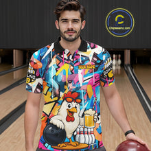Load image into Gallery viewer, Funny Chicken Colorful Graffiti Bowling Shirts For Men, Best Bowling Team Jersey Polo &amp; 1/4 Zip TDM6515