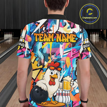 Load image into Gallery viewer, Funny Chicken Colorful Graffiti Bowling Shirts For Men, Best Bowling Team Jersey Polo &amp; 1/4 Zip TDM6515