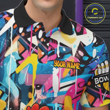 Load image into Gallery viewer, Funny Chicken Colorful Graffiti Bowling Shirts For Men, Best Bowling Team Jersey Polo &amp; 1/4 Zip TDM6515