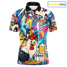 Load image into Gallery viewer, Funny Chicken Colorful Graffiti Bowling Shirts For Men, Best Bowling Team Jersey Polo &amp; 1/4 Zip TDM6515