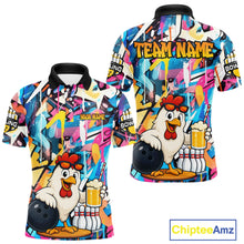 Load image into Gallery viewer, Funny Chicken Colorful Graffiti Bowling Shirts For Men, Best Bowling Team Jersey Polo &amp; 1/4 Zip TDM6515