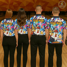 Load image into Gallery viewer, Funny Chicken Colorful Graffiti Bowling Shirts For Men, Best Bowling Team Jersey Polo &amp; 1/4 Zip TDM6515