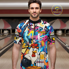 Load image into Gallery viewer, Funny Chicken Colorful Graffiti Bowling Shirts For Men, Best Bowling Team Jersey Polo &amp; 1/4 Zip TDM6515