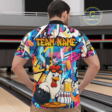 Load image into Gallery viewer, Funny Chicken Colorful Graffiti Bowling Shirts For Men, Best Bowling Team Jersey Polo &amp; 1/4 Zip TDM6515