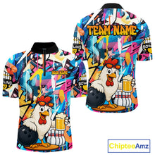 Load image into Gallery viewer, Funny Chicken Colorful Graffiti Bowling Shirts For Men, Best Bowling Team Jersey Polo &amp; 1/4 Zip TDM6515